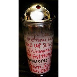 2013 Starbuck Grande Tumbler Pink Ombre Frappuccino Lover Metallic Dome Lid 16oz